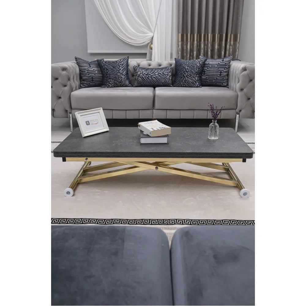 Home Üst Tabla Mdf Kartal Oval Köşe Alt Ayak Gold Kaplama