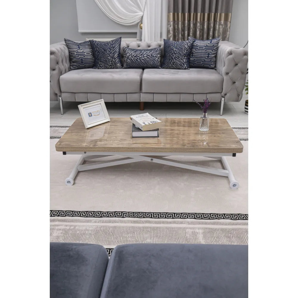 Home Üst Tabla Mdf Antiklayt Oval Köşe Alt Ayak Beyaz Renk