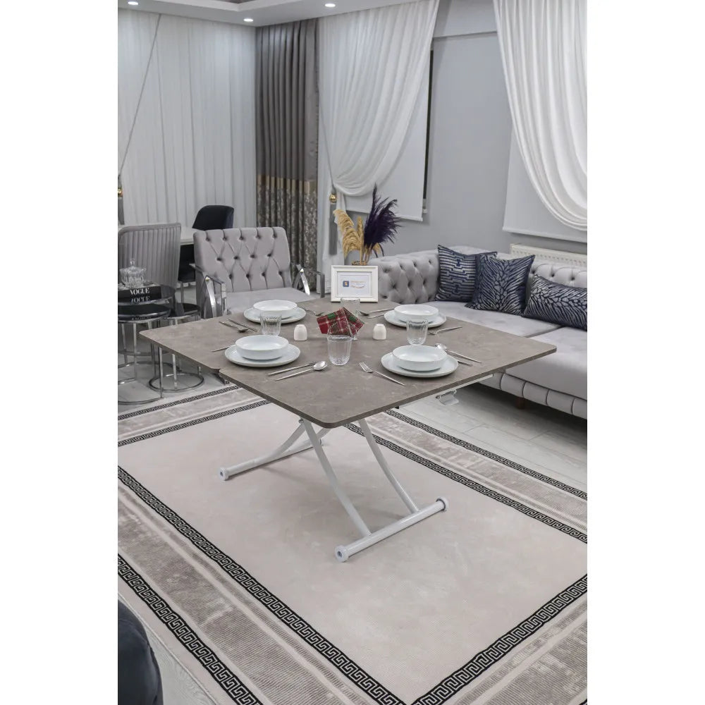 Juppo Üst Tabla Mdf Frezeli Latte Oval Köşe Alt Ayak Yuvarlak Beyaz İçe Kıvrım