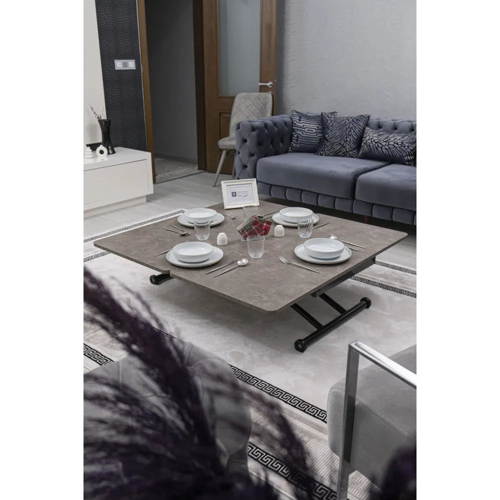 Juppo Üst Tabla Mdf Frezeli Latte Oval Köşe Alt Ayak Yuvarlak Siyah Dışa Kıvrım