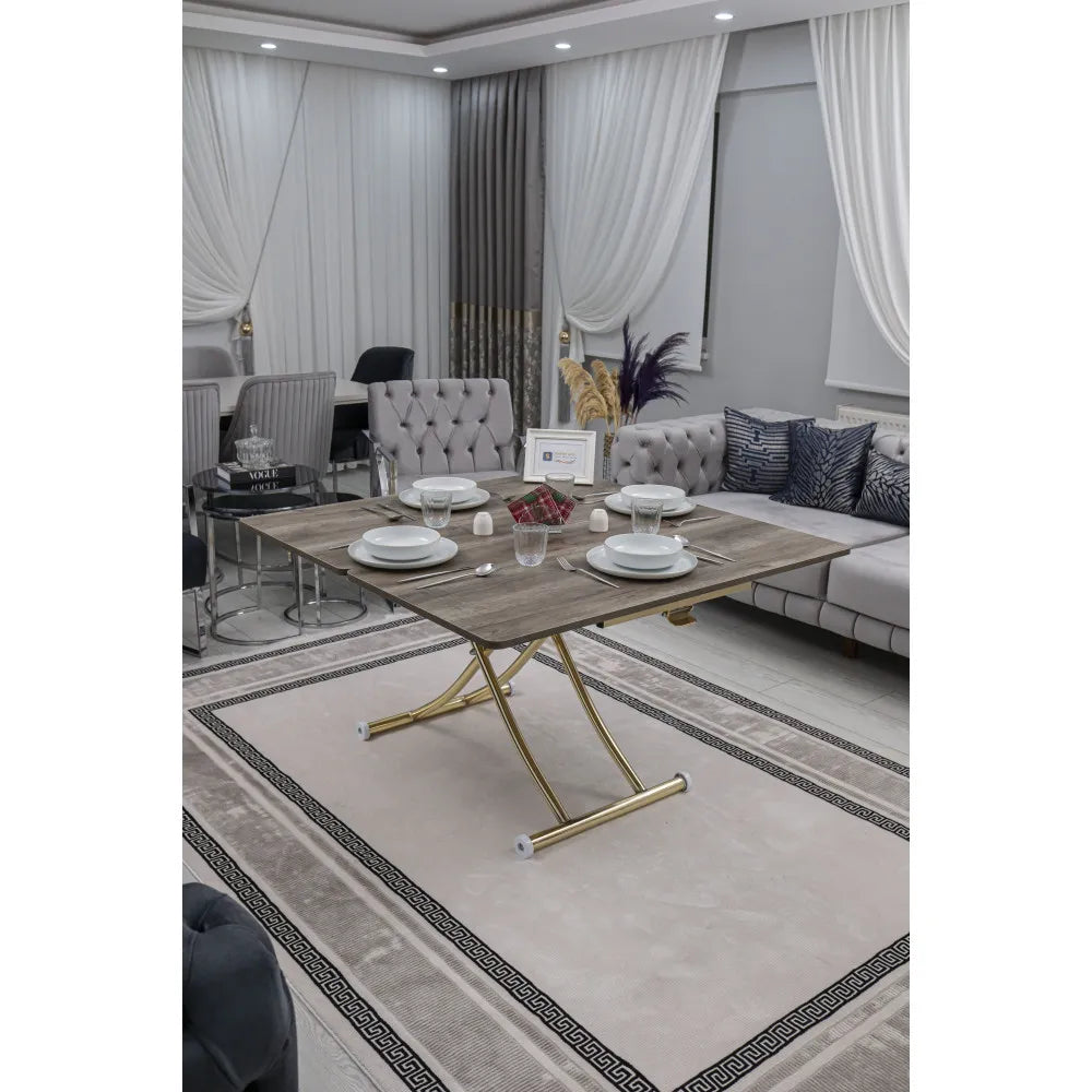 Juppo Üst Tabla Mdf Hattuşa Oval Köşe Alt Ayak Yuvarlak Gold Kaplama İçe Kıvrım