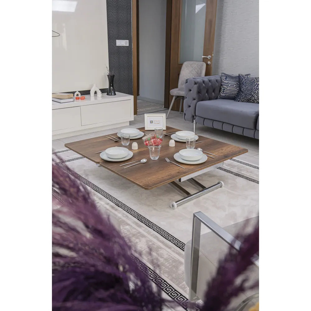 Home Üst Tabla Mdf Barok Koyu Ceviz Oval Köşe Alt Ayak Krom Kaplama