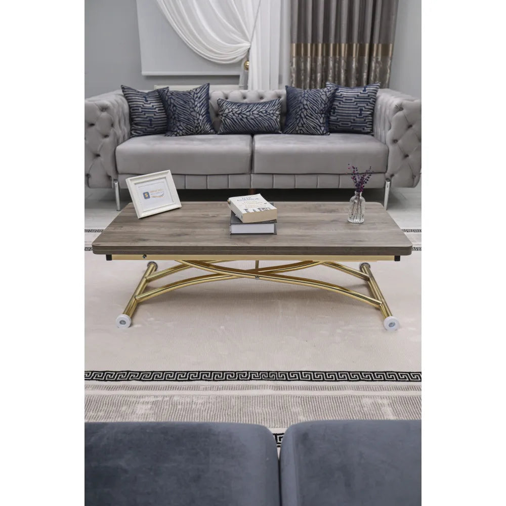 Juppo Üst Tabla Mdf Hattuşa Oval Köşe Alt Ayak Yuvarlak Gold Kaplama Dışa Kıvrım