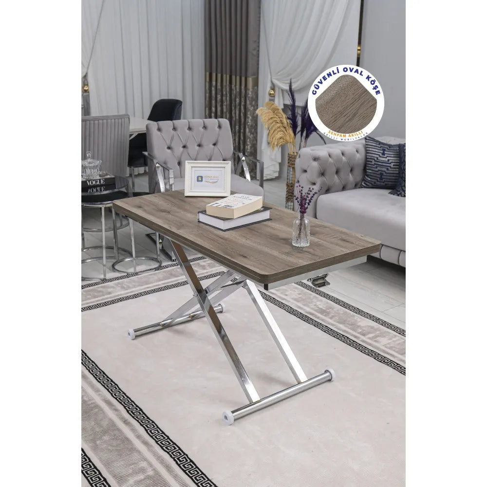 Home Üst Tabla Mdf Hattuşa Oval Köşe Alt Ayak Krom Kaplama