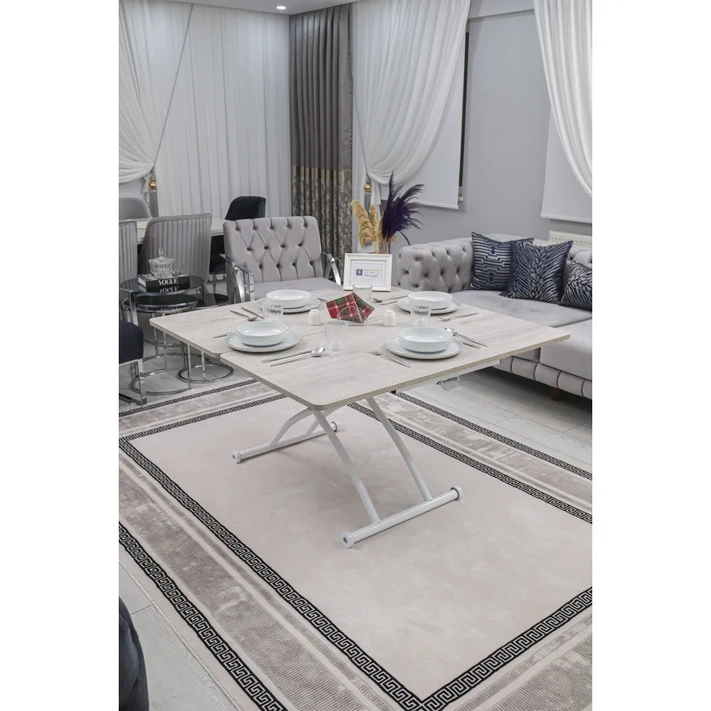 Juppo Üst Tabla Mdf Lizbon Oval Köşe Alt Ayak Yuvarlak Beyaz Dışa Kıvrım