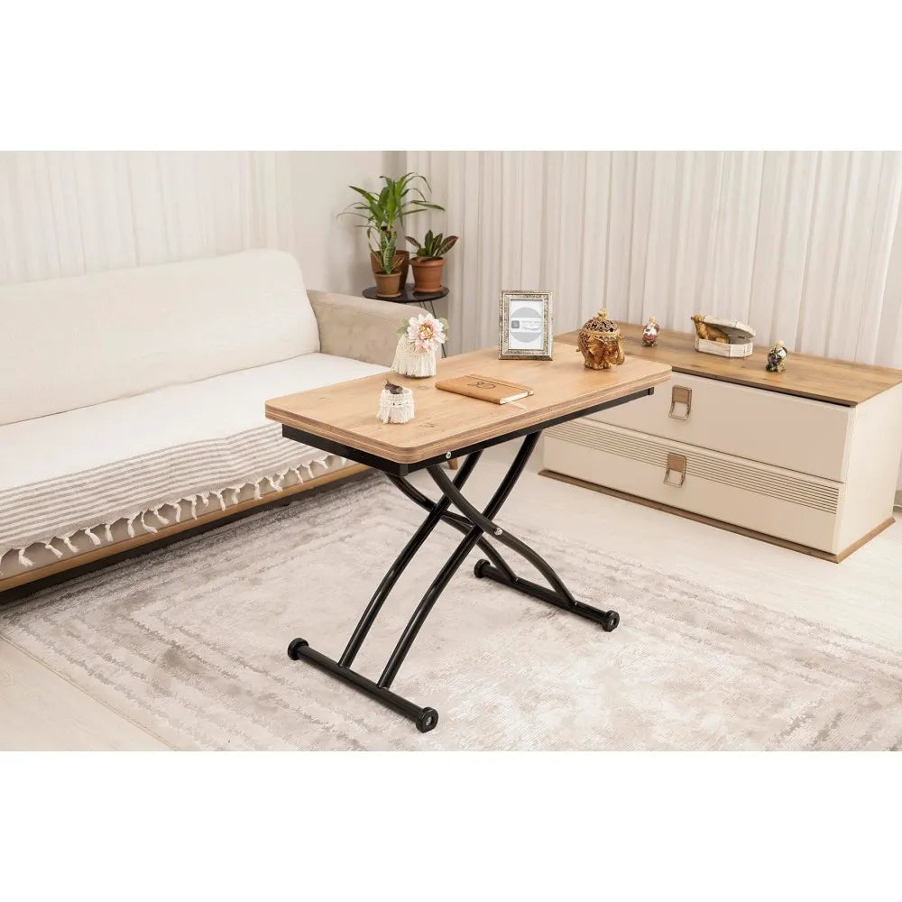 Mini Juppo Dışa K Akıllı Sehpa Üst Tabla Mdf EfesÇam Oval Köşe Alt Siyah Renk