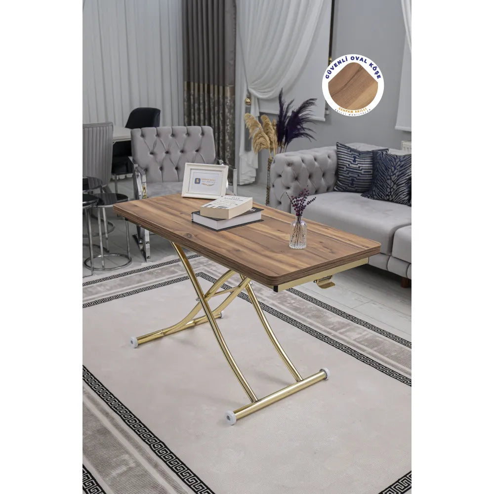 Juppo Üst Tabla Mdf Urartu Oval Köşe Alt Ayak Yuvarlak Gold Kaplama İçe Kıvrım