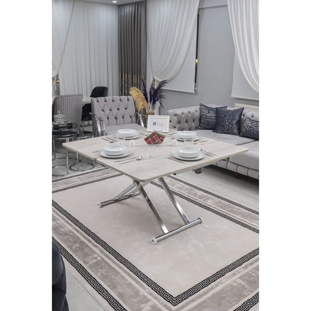 Home Üst Tabla Mdf Lizbon Oval Köşe Alt Ayak Krom Kaplama