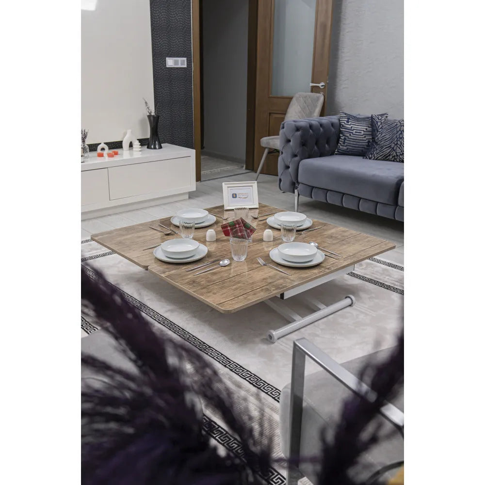 Home Üst Tabla Mdf Antiklayt Oval Köşe Alt Ayak Beyaz Renk