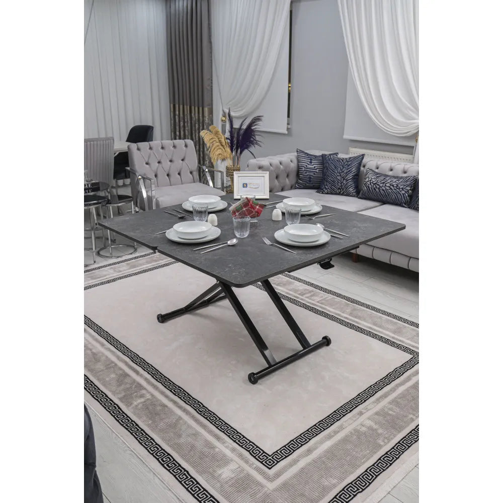 Home Üst Tabla Mdf Kartal Oval Köşe Alt Siyah Ayak Renk