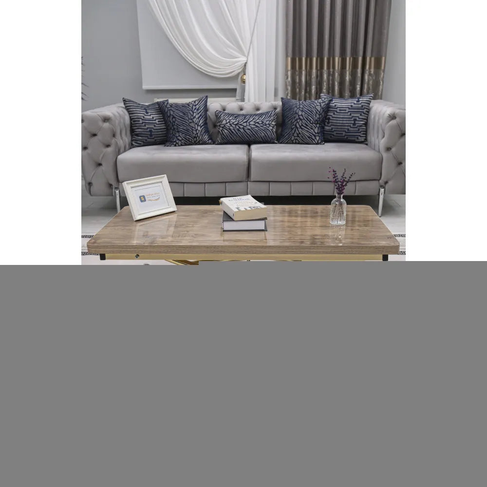 Juppo Üst Tabla Mdf Antiklayt Oval Köşe Alt Ayak Yuvarlak Gold Kaplama Dışa Kıvrım