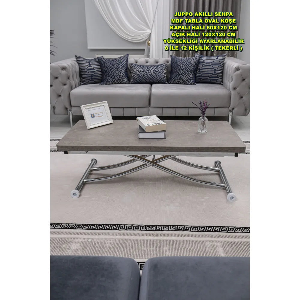 Juppo Üst Tabla Mdf Frezeli Latte Oval Köşe Alt Ayak Yuvarlak Krom Kaplama İçe Kıvrım