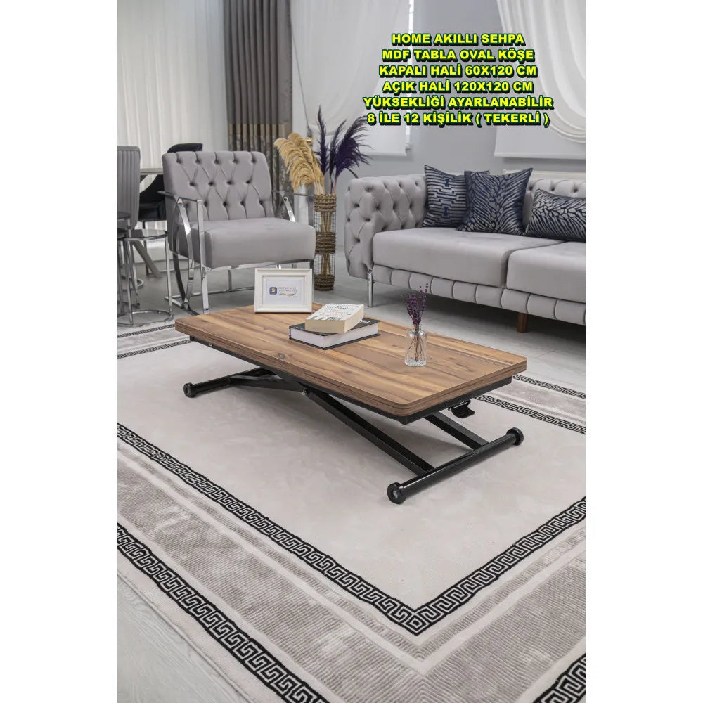 Home Üst Tabla Mdf Urartu Oval KöşeAlt Ayak Siyah Renk