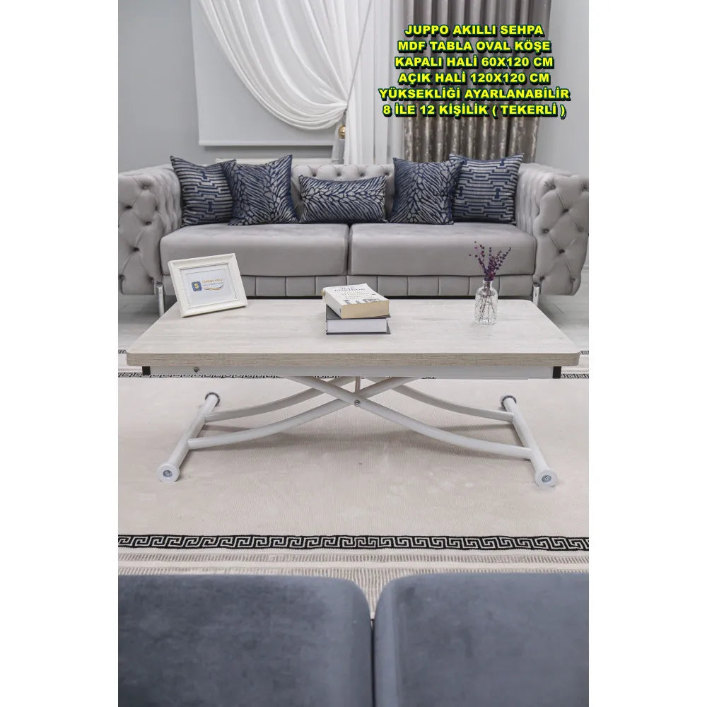 Juppo Üst Tabla Mdf Lizbon Oval Köşe Alt Ayak Yuvarlak Beyaz İçe Kıvrım