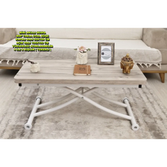 Mini Juppo İçe K Akıllı Sehpa Üst Tabla Mdf Floransa Oval Köşe Alt Ayak Beyaz Renk