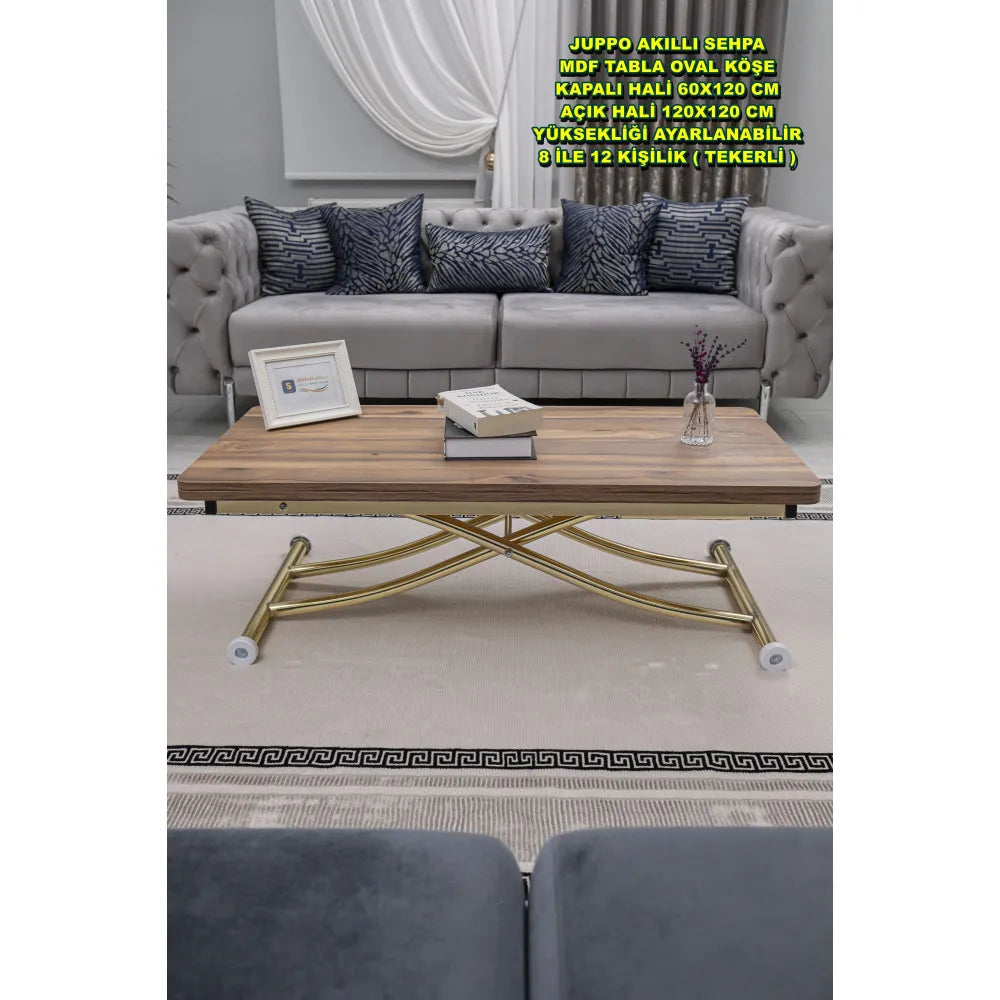 Juppo Üst Tabla Mdf Urartu Oval Köşe Alt Ayak Yuvarlak Gold Kaplama İçe Kıvrım