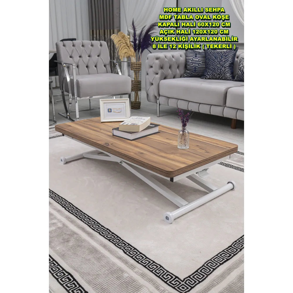 Home Üst Tabla Mdf Urartu Oval Köşe Alt Ayak Beyaz Renk
