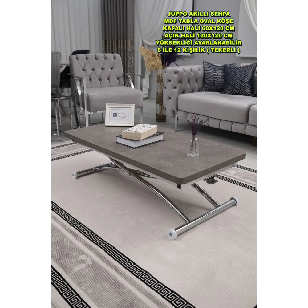 Juppo Üst Tabla Mdf Frezeli LatteOval Köşe Alt Ayak Yuvarlak Krom Kaplama Dışa Kıvrım