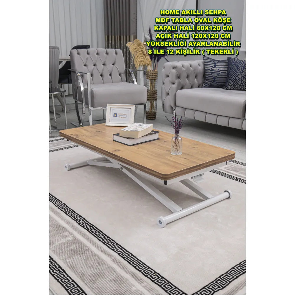 Home Üst Tabla Mdf EfesÇam Oval Köşe Alt Ayak Beyaz Renk