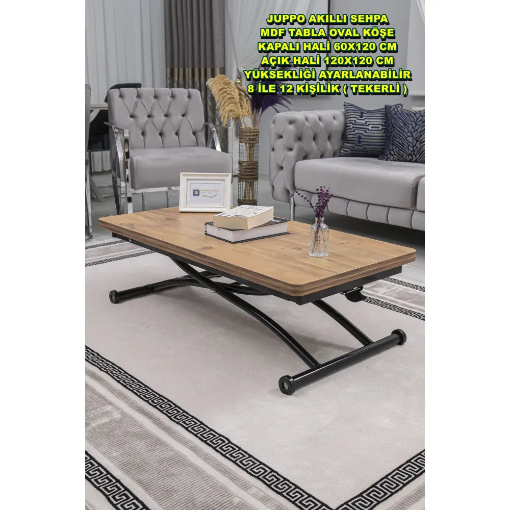 Juppo Üst Tabla Mdf EfesÇam Oval Köşe Alt Ayak Yuvarlak Siyah Dışa Kıvrım