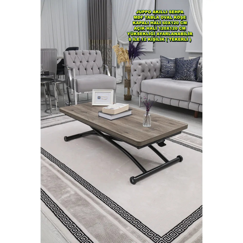 Juppo Üst Tabla Mdf Hattuşa Oval Köşe Alt Ayak Yuvarlak Siyah Dışa Kıvrım