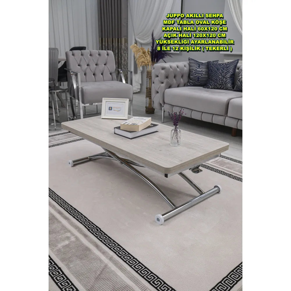 Juppo Üst Tabla Mdf Lizbon Oval Köşe Alt Ayak Yuvarlak Krom Kaplama Dışa Kıvrım